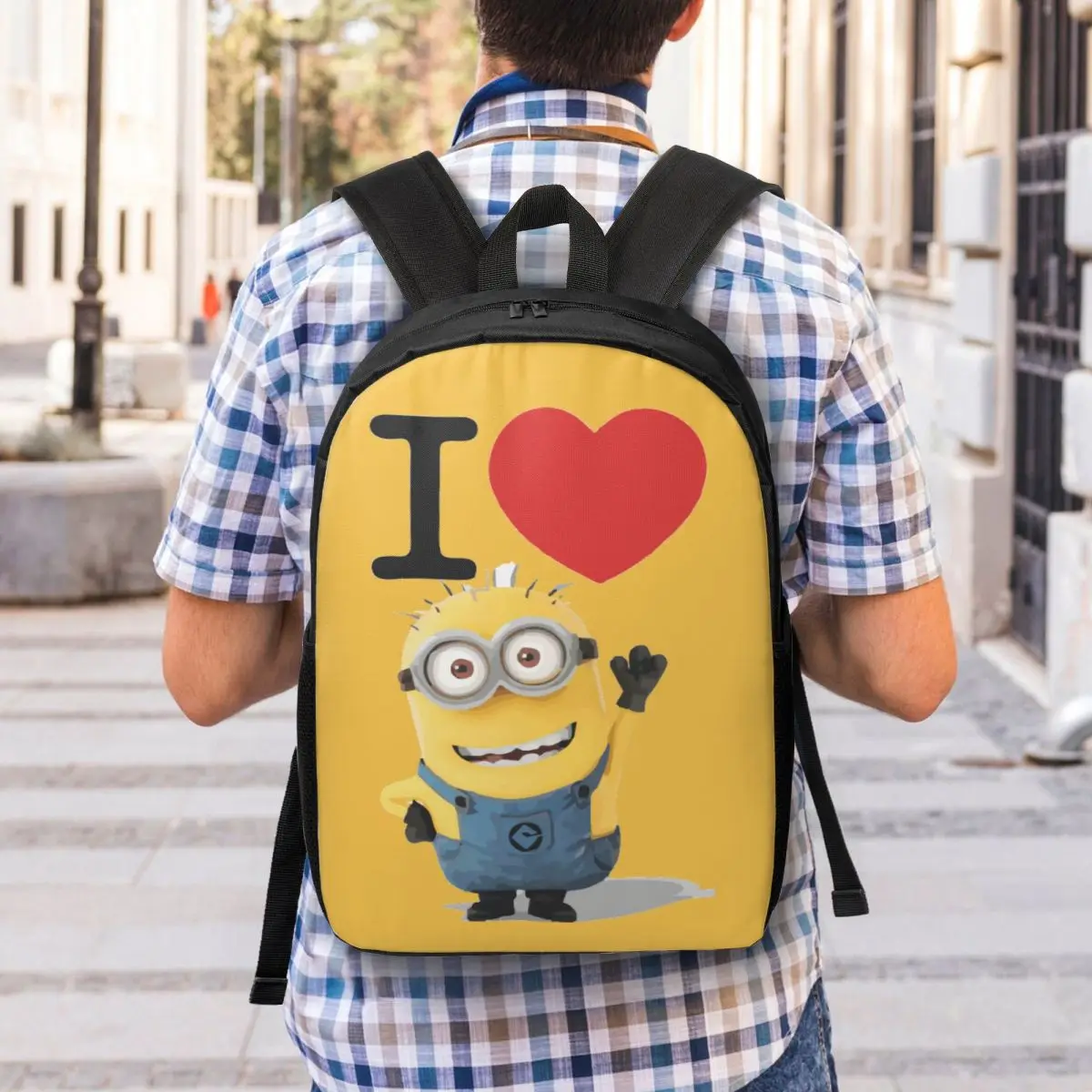 Рюкзак с мультяшным принтом Я люблю миньонов для женщин и мужчин школьный
