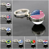 united states france south korea israel spain russia classic flag keychain innovative double sided glass ball keychain