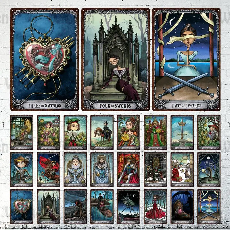 

Vintage Metal Tin Signs Retro Tarot Cards Art Poster Wall Decor for Bar Pub Cafe Game Club Man Cave Home Decor Metal Iron Plaque