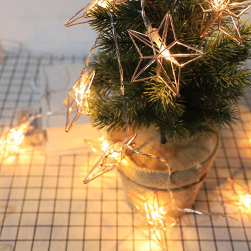 

String Lights Wrought Iron Modeling Light String, Love Star and Moon Oil Lamp, Outdoor Indoor Christmas Tree Decoration 1pc