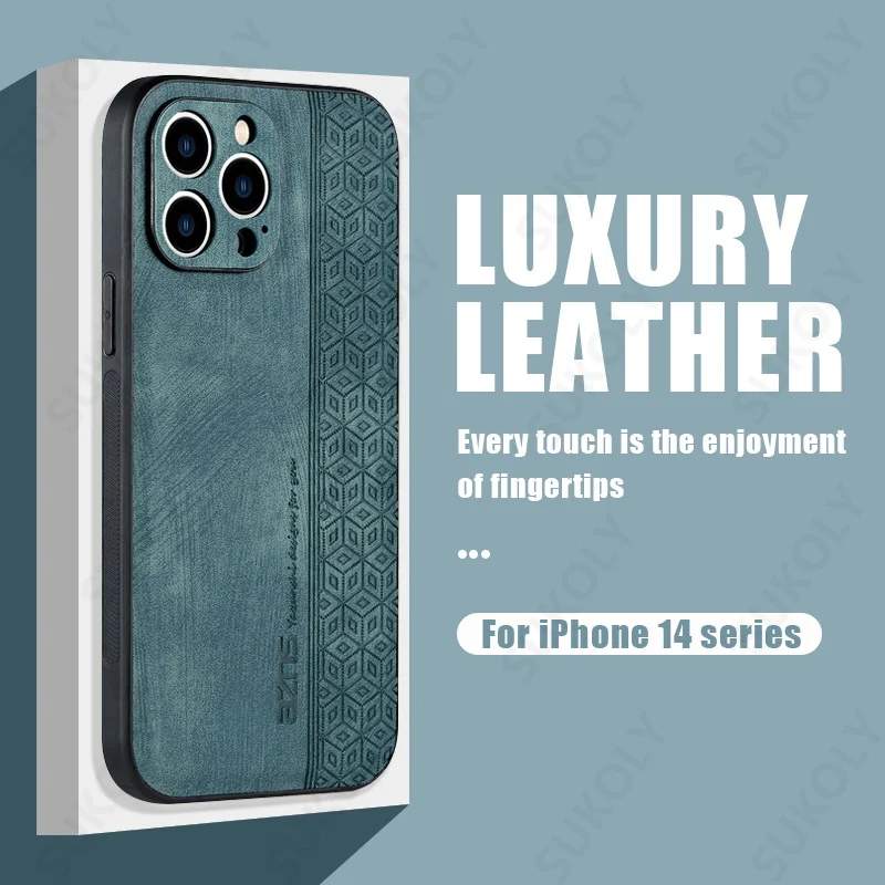 

Luxury Leather Case For iPhone 14 13 Pro Max 12 11 Pro XS Max X XR 8 7 Plus 14 Pro SE 2022 Camera Protection Phone Back Cover