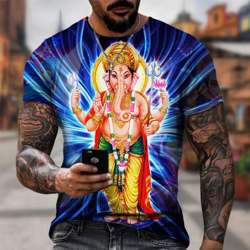 

Short Sleeve Fashion India God Shiva Religious 3d Printed T Shirt Harajuku Casual Oversized Tops Clothes For Men Breathable