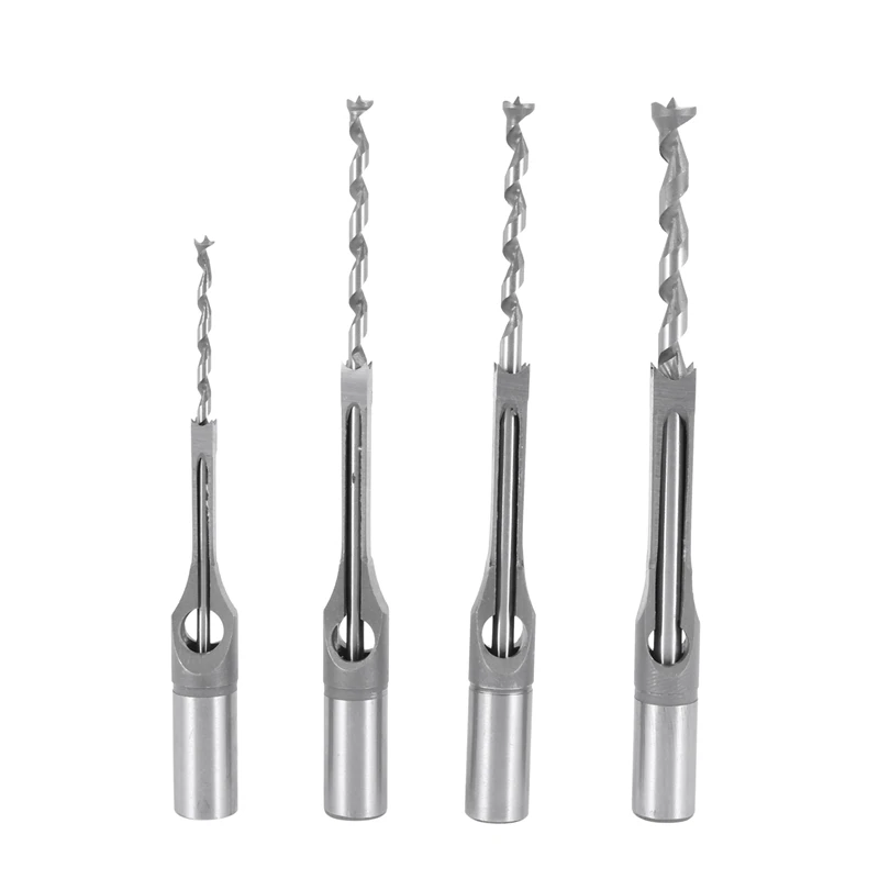 

4Pcs Woodworking Square Hole Drill Bits Wood Mortising Chisel Set Mortise Chisel Bit Kits Woodworking Hole Saw Sets With Twist D