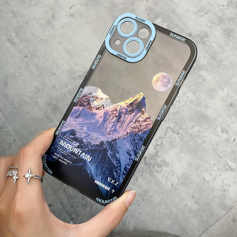 aesthetic snow mountain transparent phone case for iphone 13 12 11 pro max x xr xs luxury clear soft silicone shockproof cover free global shipping
