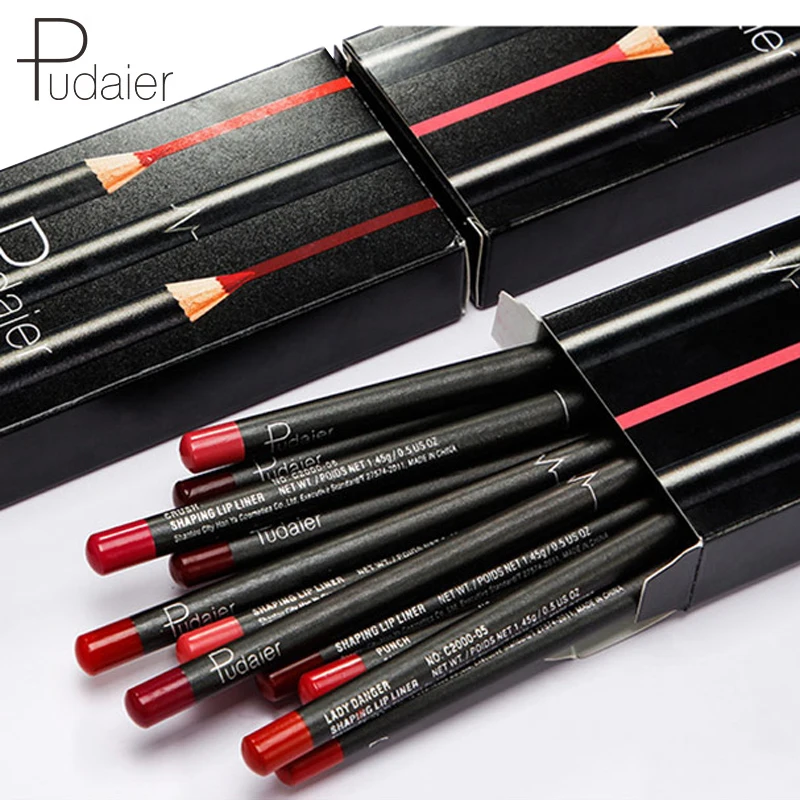 Pudaier 12 Pcs/Box Matte Lip Liner Set Long Lasting Smooth Pencil for Lip Contour Lipliner Multi-Functional Makeup Cosmetics Pen