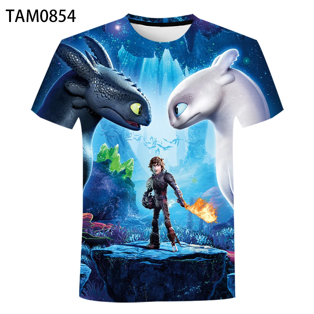 

European And American Dragon Trainer 3D Printing Lovers Creative Versatile T-Shirt Children Cotton Breathable Street Top Casu