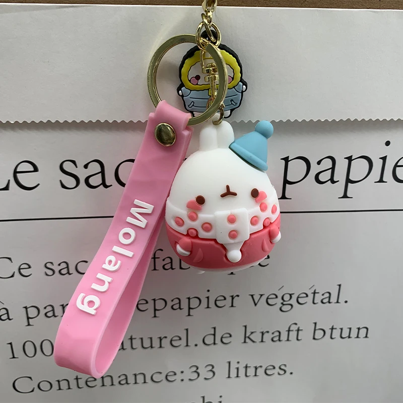 Милый дневной мультяшный милый кролик Molang брелок для автомобиля женский с