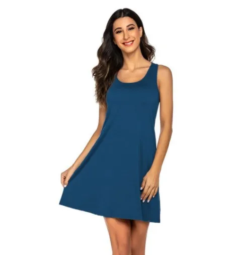 

2022 summer new solid color U-neck sleeveless maternity dress White