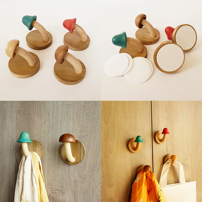 Крючок из цельного дерева креативный деревянный грибной крючок для одежды и