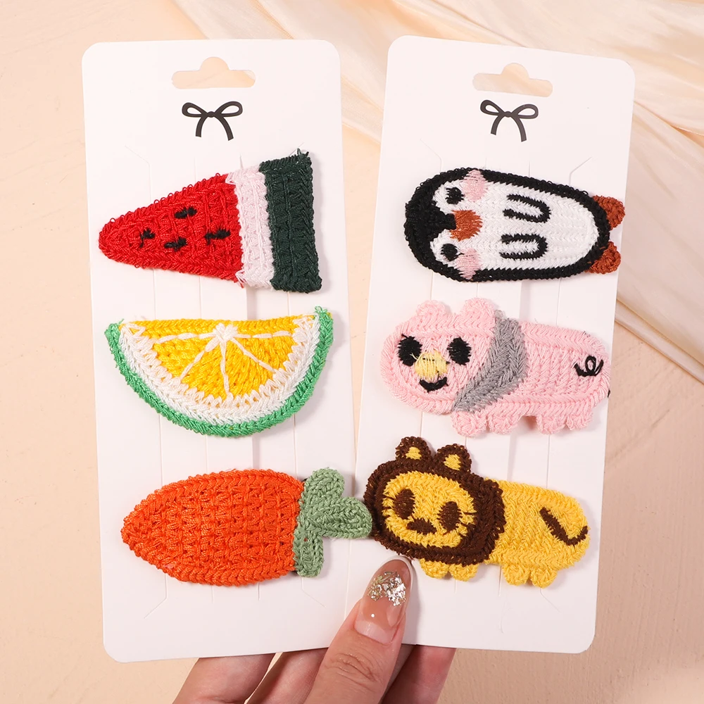 

1pcs Cartoon Knitted Animal Hair Clip for Kids Girls Cute Fruit BB Clip Hairpins Sweet Side Clip Headwear Baby Hair Accessories