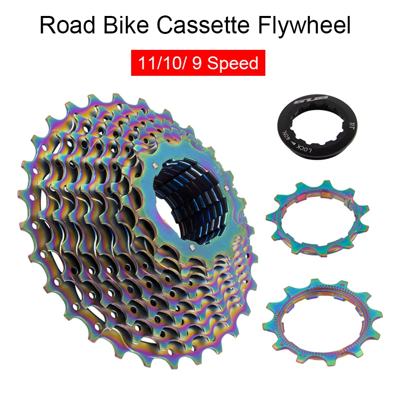 

GUB Road Bicycle 9/10/11 Speed Cassette Flywheel 11T-28T Chromolybdenum Steel Hardened Plating Color Matching