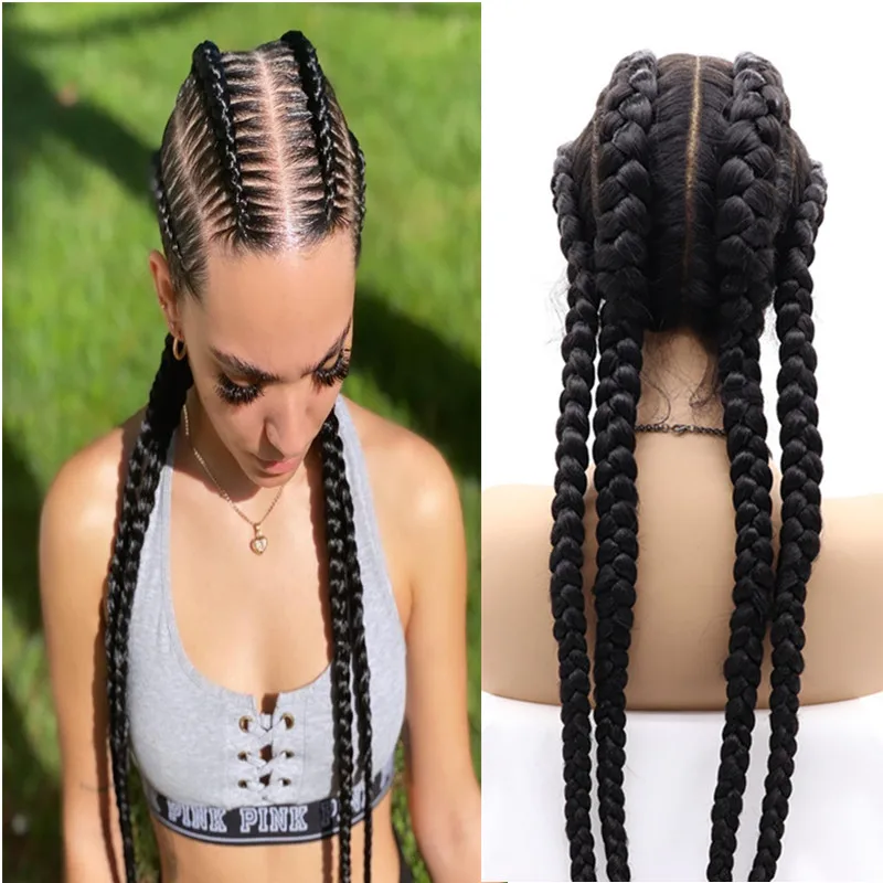 

Full Lace Front Wigs 613 color hair Long Synthetic 22-26 inches Wig Braid For Black Women Cornrow Box Braid Baby Hair Wigs