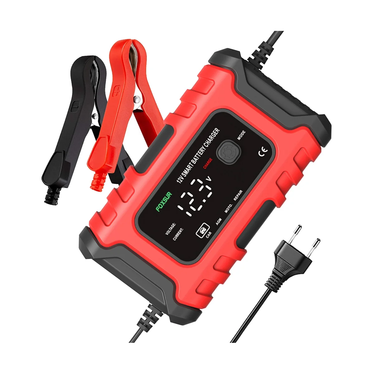 

FOXSUR Car Battery Charger 12V 6A for Automotive Electric Motorcycle Truck Car Battery Charger Repair Desulfator-EU Plug