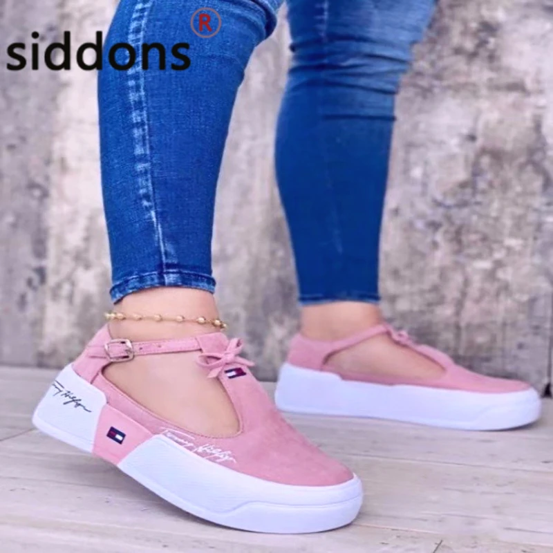 

Туфли женские холщовые на платформе, повседневные удобные нескользящие лоферы, с бантом, ремешком на щиколотке, с пряжкой, лето 2022