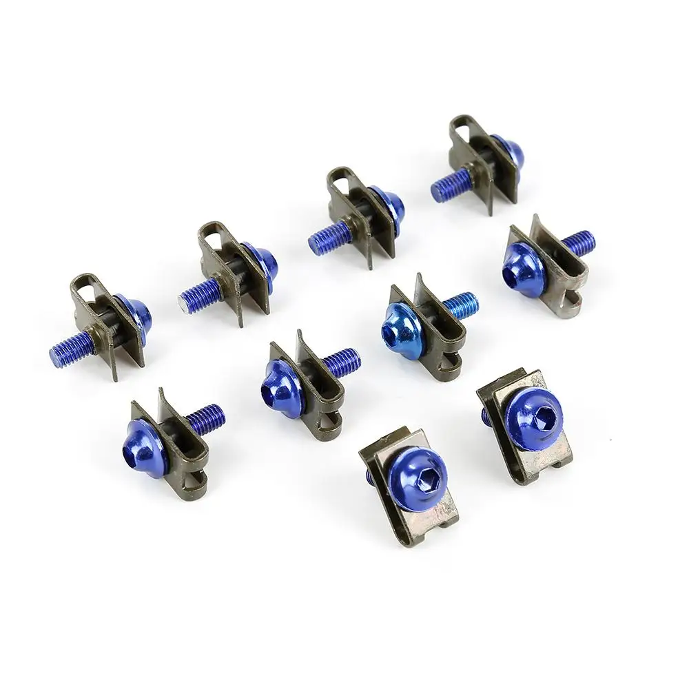 

High Quality 10PCS Aluminium Motorcycle M5 5mm Fairing Bolts Fastener Clips Screw Spring Nuts Fender Bolts & Clips