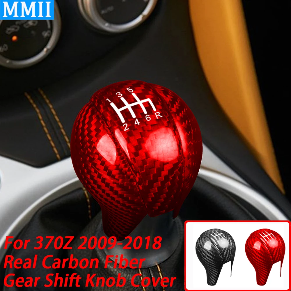 

Real Dry Carbon Fiber Center Console Gear Shift Knob Cover Trim Car Interior Retrofit Accessories For Nissan 370Z Z34 2009-2018