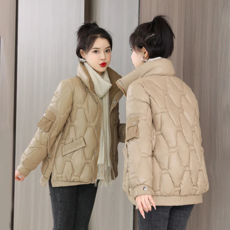 PinkyIsBlack Winter Jacket Women Short Thicken Down Coat Stand Collar Bright Elegant Outerwear 2022 Korean Fashion Female Parkas
