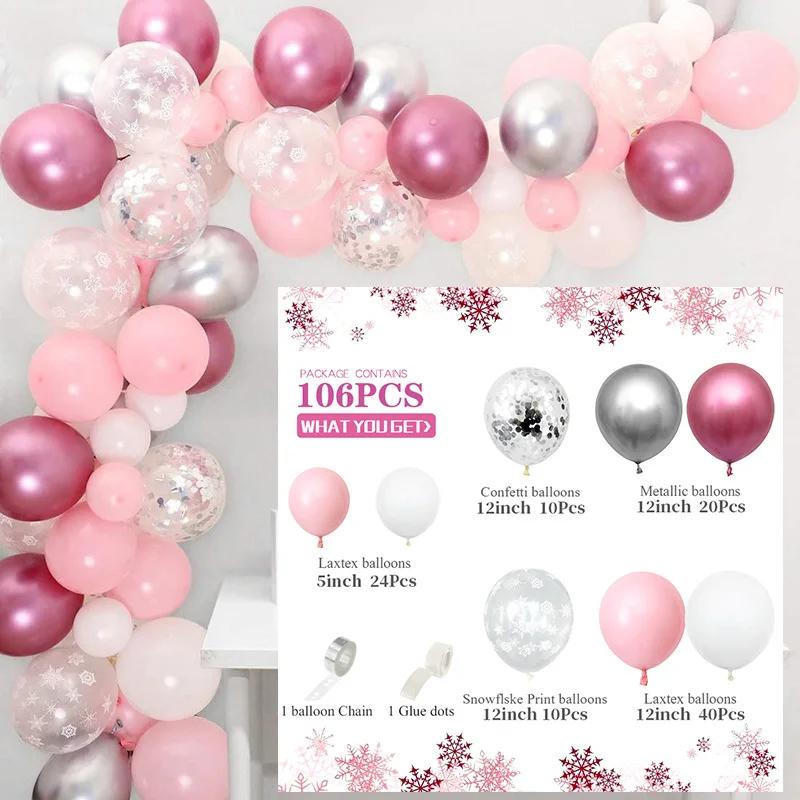 

106pcs Hot Sale Christmas Snowflake Style Balloon Anniversaire Combination Set Balloon Chain Blue Baby Shower Decoration