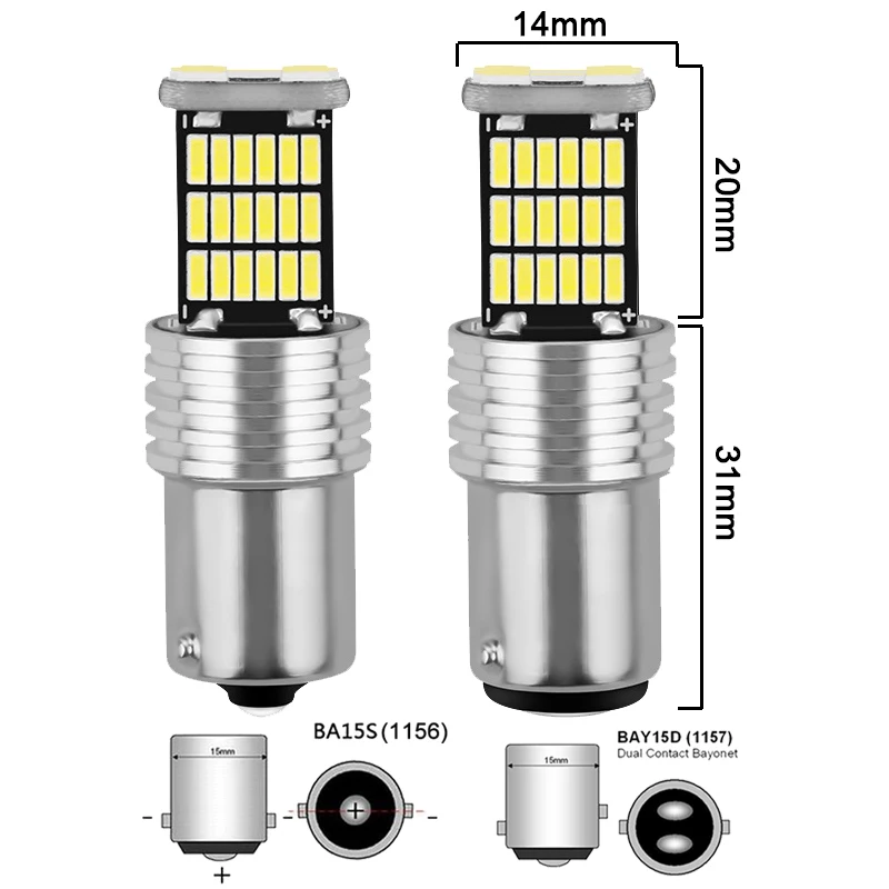 2 шт. P21W BA15S 1156 указатель поворота светильник PY21W BAY15D 1157 светодиодный фонарь 12V 7000K