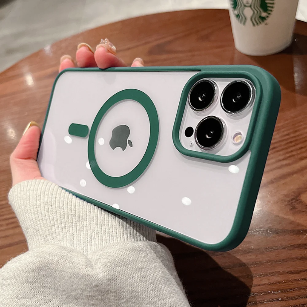 

Colorful Transparent For Magsafe Magnetic Wireless Charging Case for iPhone 14 13 12 11 Pro Max Mini X Xs XR Hard Acrylic Cover