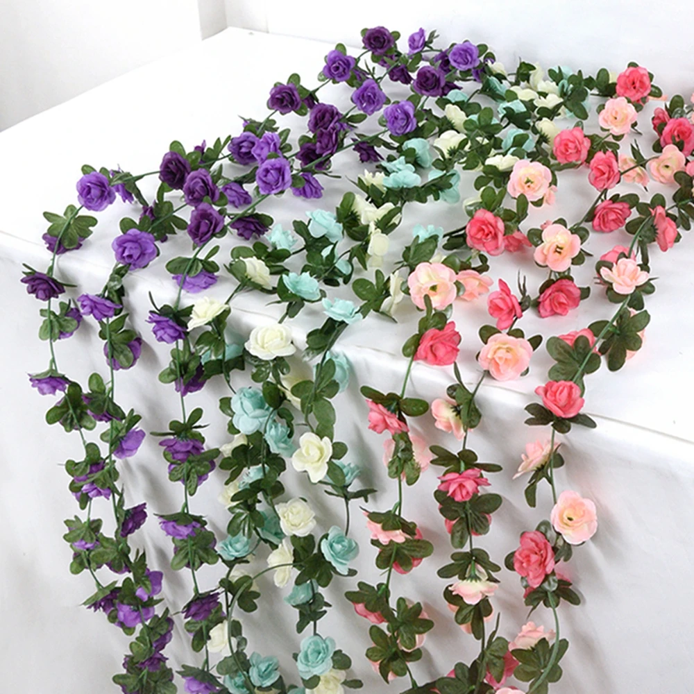 

95.6inch Artificial Flower Garland DIY Wedding Arch Home Garden Wall Hanging Ivy Vine Fake Flowers Rattan Rose Flower String