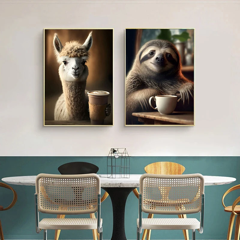 Забавное животное в очках постер с принтом холст картина жираф панда обезьяна