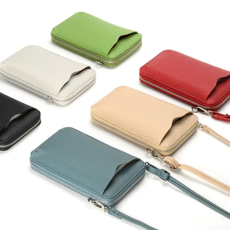 Women Small Mobile Phone Bag Pouch PU Leather Crossbody Purse Wallet Shoulder Bag Mini Zip Around Handbag