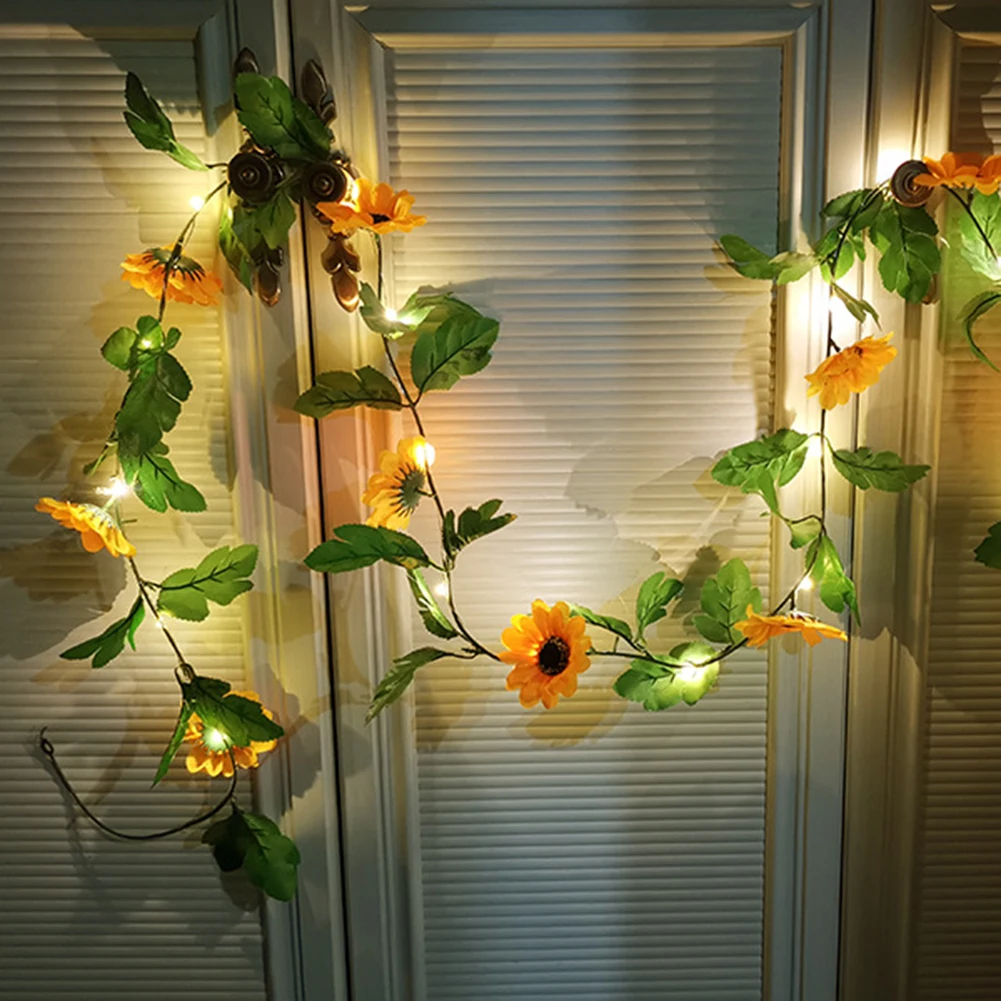

2m 20LED String Lights Sunflower Fairy Lighting Battery Operated LED String Lamps Garland Room Decorative Lamp