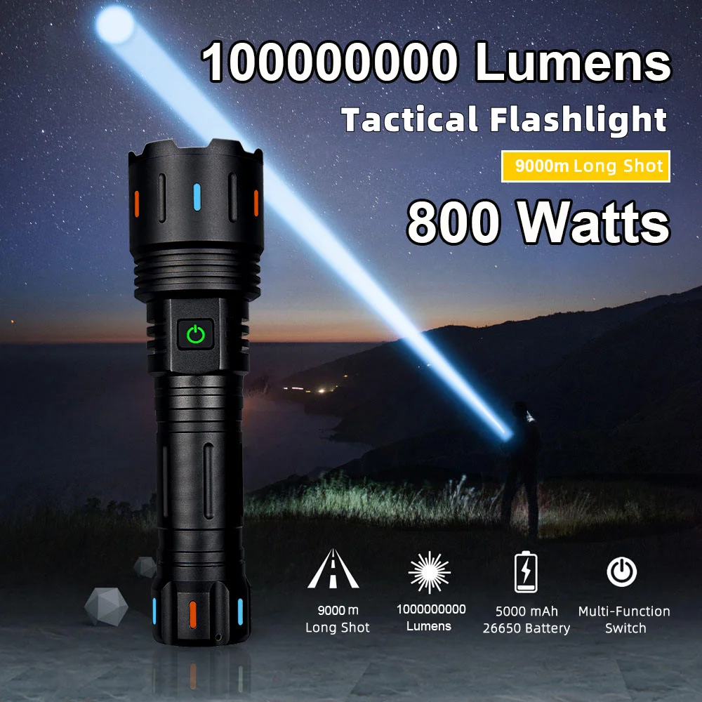 

Light 5200mah Flashlight Long Powerful Zoom Shot Flash Tactical Recharge Flashlight Lantern Torch