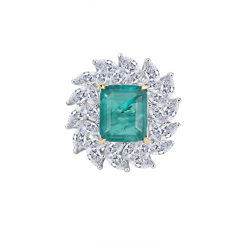 Купи New fashion trend S925 silver inlaid 5A zircon ladies personality emerald wood with green closed jewelry ring за 3,056 рублей в магазине AliExpress