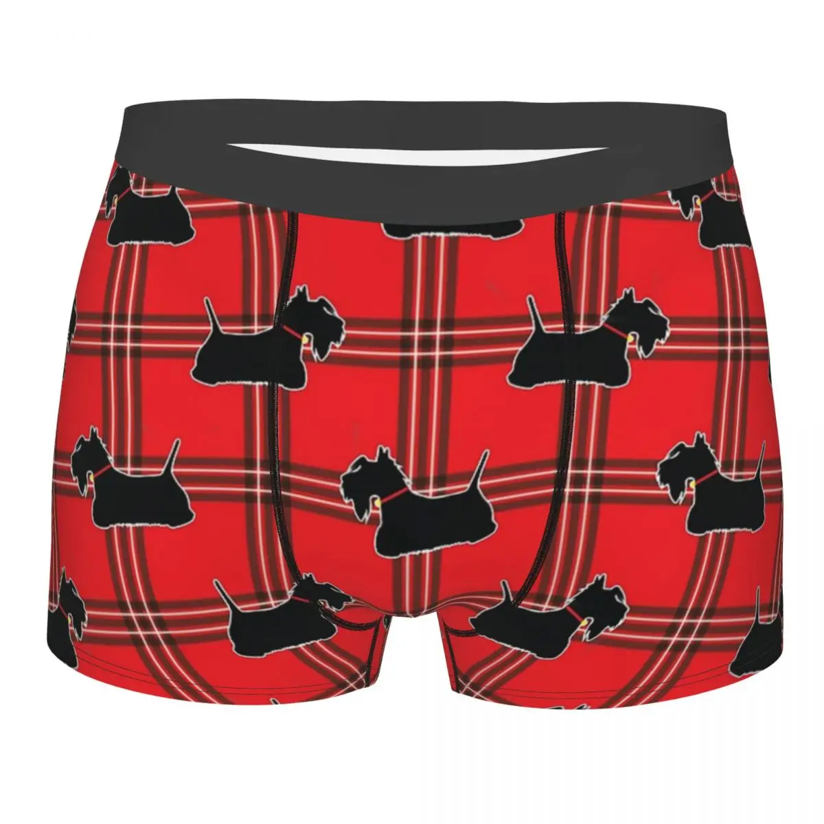 

Men's Scottie Dogs Underwear Scottish Terrier Dog Tartan Skye Humor Boxer Briefs Shorts Panties Male Mid Waist Underpants