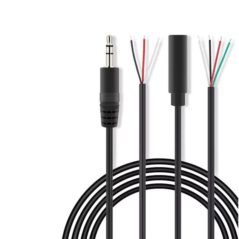 

3.5MM 3 Pin 4 Core Male Female Audio Extension Cable Aux Single Head Line 3.5mm Stereo 3 4 wires diy Audio Output Line 1M