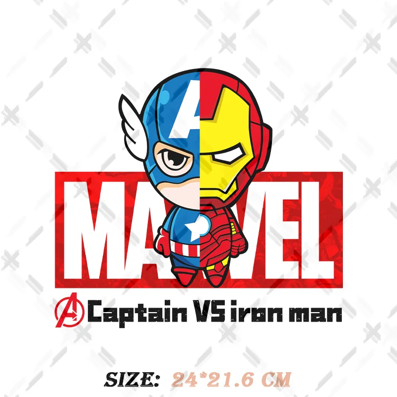Фото Термонаклейки с героями мультфильмов Marvel, Человек-паук, Тор, Железный человек, Халк №3