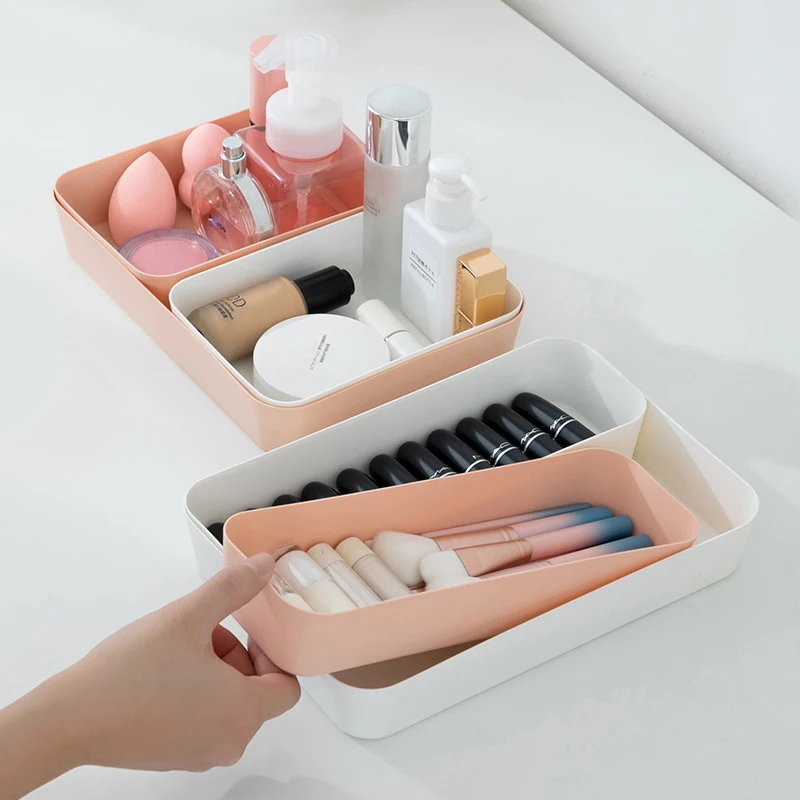 

Combinable Storage Box Desktop Cosmetic Storage Tray Makeup Clothes Tableware Holder Plastic Storage Drawers Underwear Organizer