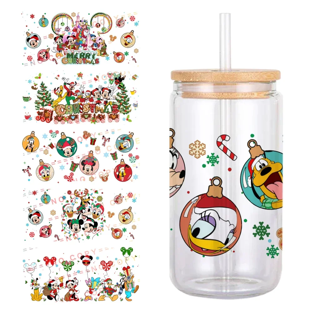 Disney Рождество Микки друг дизайн УФ DTF печатная оберточная наклейка для чашки