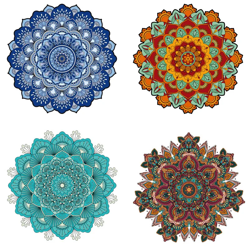 

thermo stickers on clothes heat transfer fusible sticker custom patch free shipping iron on patches Mandala Flowers stripes