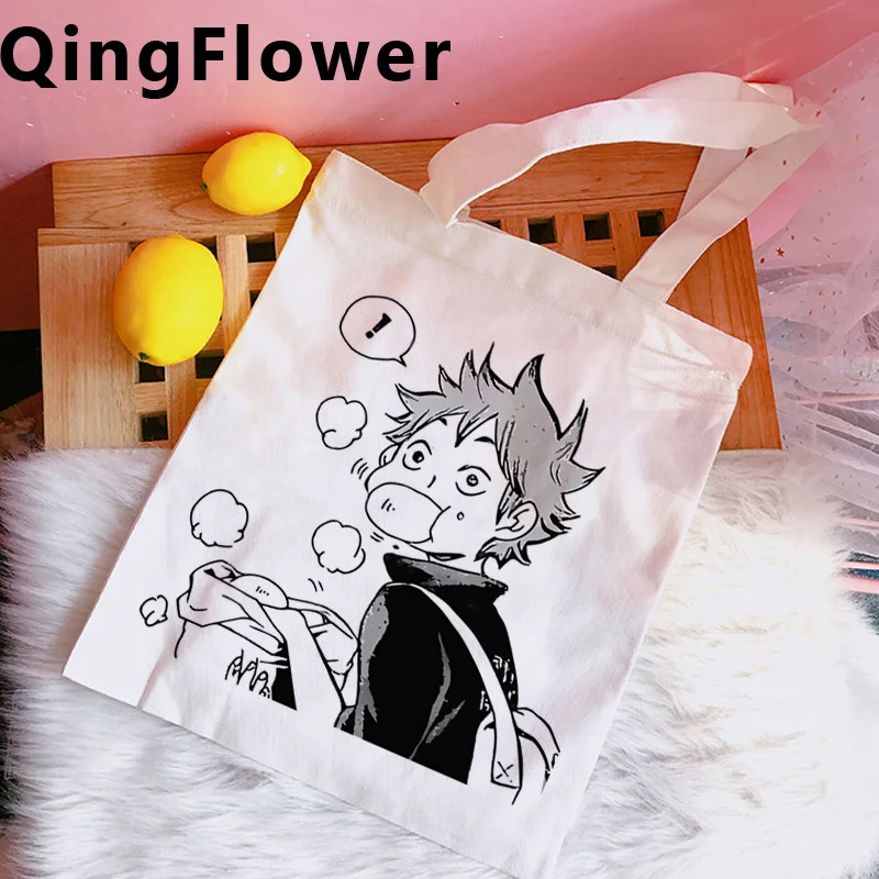 

Haikyuu сумка для покупок, сумка из переработанных материалов, Сумки из искусственной кожи, многоразовые сумки ecobag, перезаряжаемые хозяйственн...