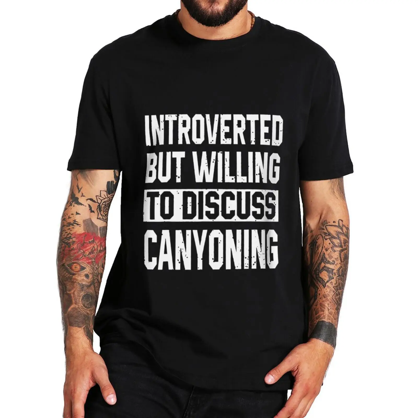

Introverted But Willing To Talk About Canyoning T Shirt Funny Sports Lovers Gift Tee Tops Soft Unisex Cotton Casual T-shirts
