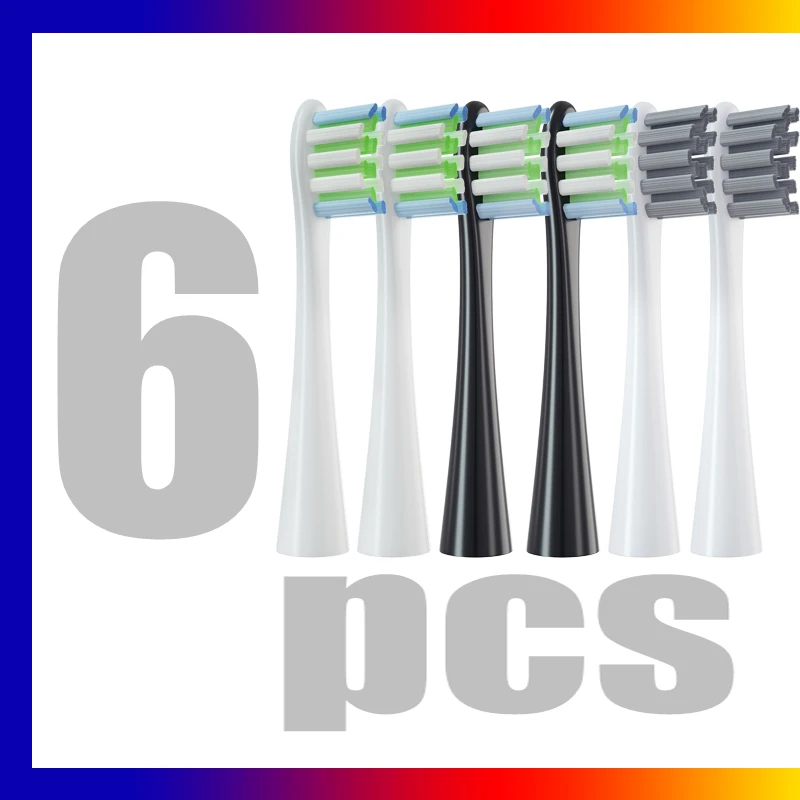 6 pezzi testine di ricambio per ugelli per spazzolino elettrico sonico octhin X/X PRO Elite sbiancamento dei denti setola morbida DuPont