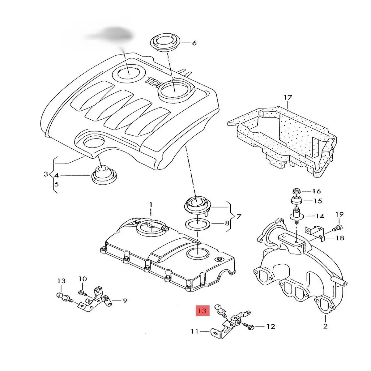 03L103164 TDI крышка капота двигателя Монтажный болт для Audi A3 S3 A4 A5 Q3 Q7 VW Golf 4 5 Polo 9N Sedan Jetta