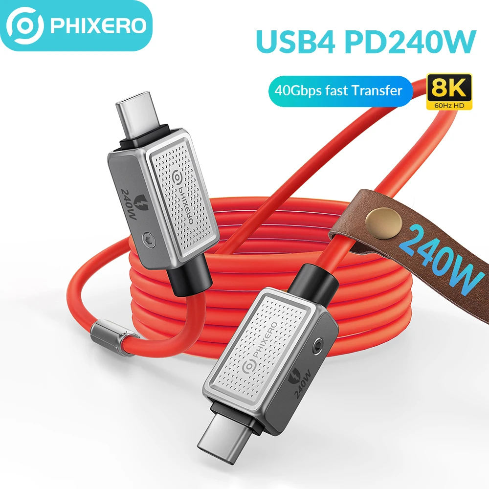 Кабель PHIXERO USB4 240 Вт для Thunderbolt 4 PD3.1 зарядка 40 Гбит/с передача данных видео 8K @ 60 Гц