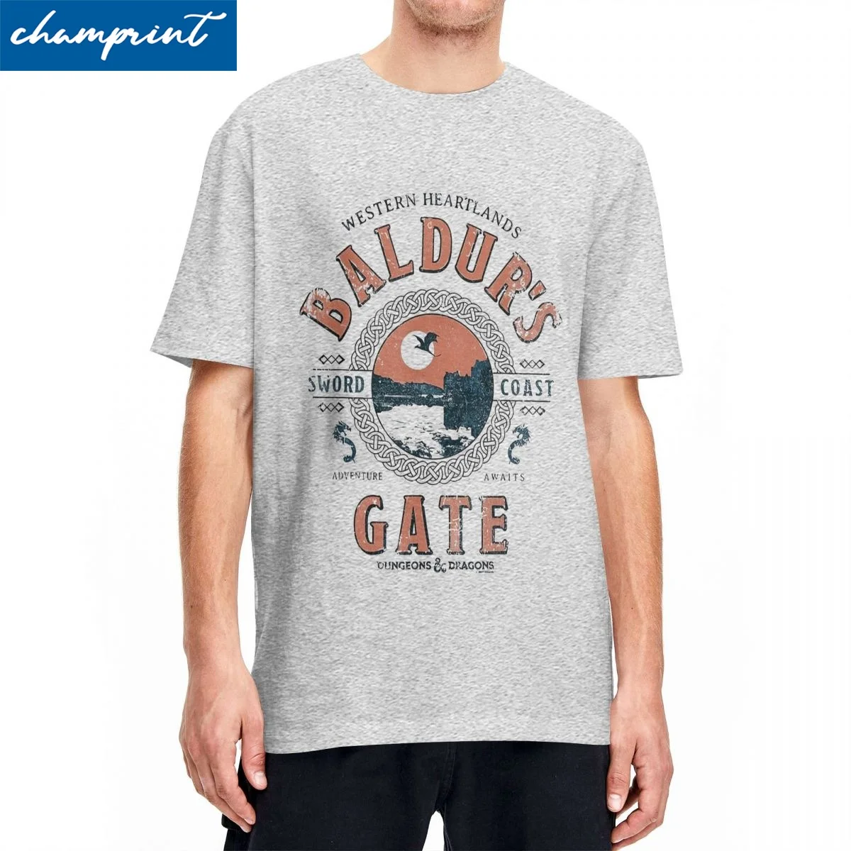 

Мужские и женские футболки с воротами бальдура BG3, одежда для видеоигр из 100% хлопка, забавная футболка с коротким рукавом и круглым вырезом, футболка для подарка