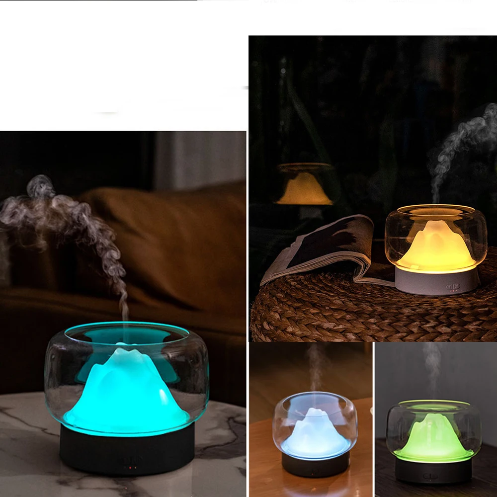 

View Essential Oil Aromatherapy Difusor With Warm and Color LED Lamp Humidificador BPA Free Aroma Diffuser 400ML Moutain