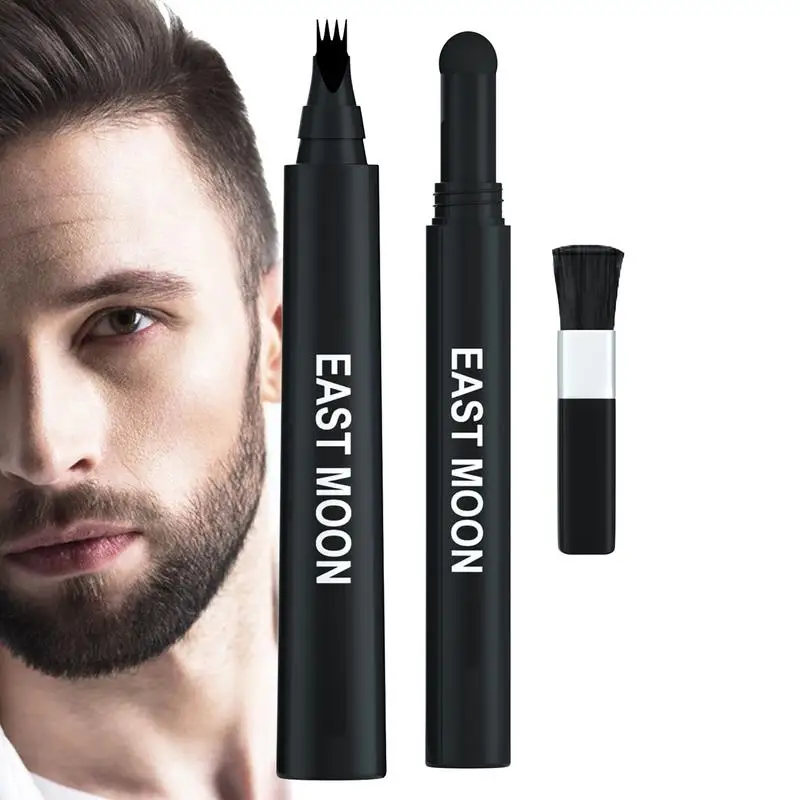 

Beard Pencil Filler For Men Waterproof 4-Tip Barber Styling Pen Kit With Brush Long Lasting Male Mustache Repair Shape Sweat