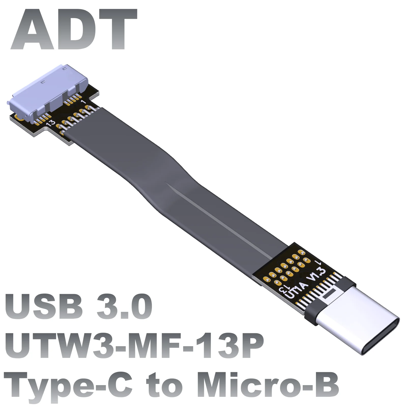 

USB3.0 male to female flat, thin, and long extension cable Type-C to micro-B corner