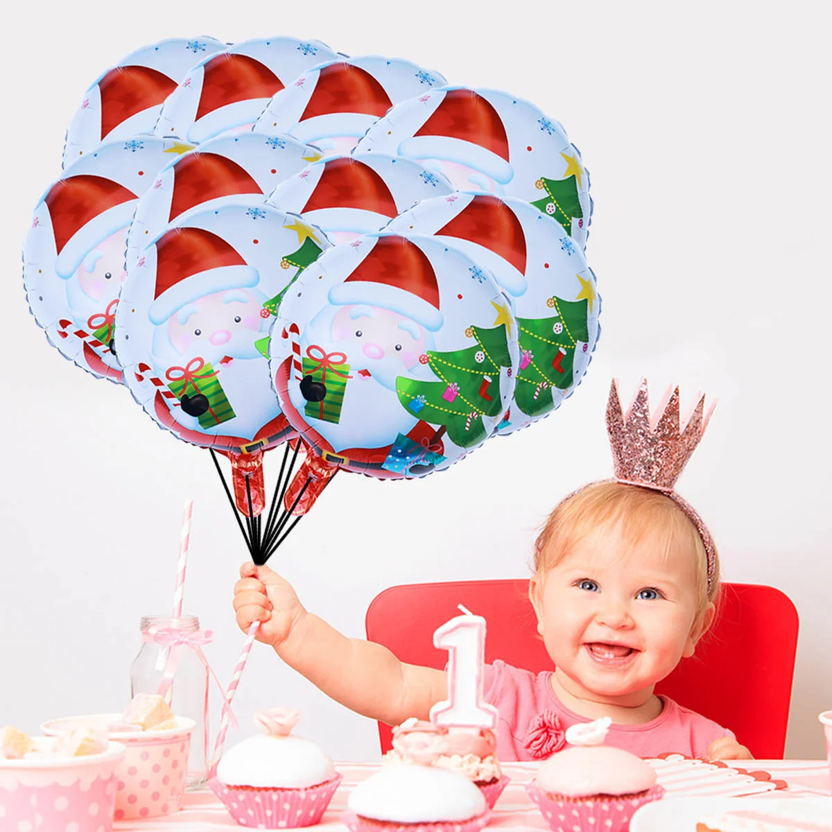 

10 Pcs Foil Balloons Birthday Latex Party Decoration Round Christmas Aluminum Mermaid