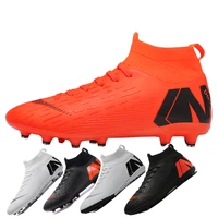 2022new men soccer shoes adult professional high ankle football boots children grass training cleats footwear kids sneakers35 45