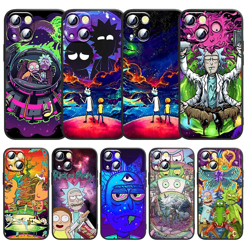 

Rick Morts Anime Art Phone Case For Apple iPhone 14 13 12 11 SE XS XR X 7 8 6 5 mini Plus Pro MAX 2020 Black Cover FUndas