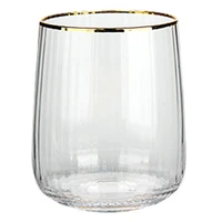 light gold border transparent stripe glass glass household living room water cup set whiskey cup bar beer cup b