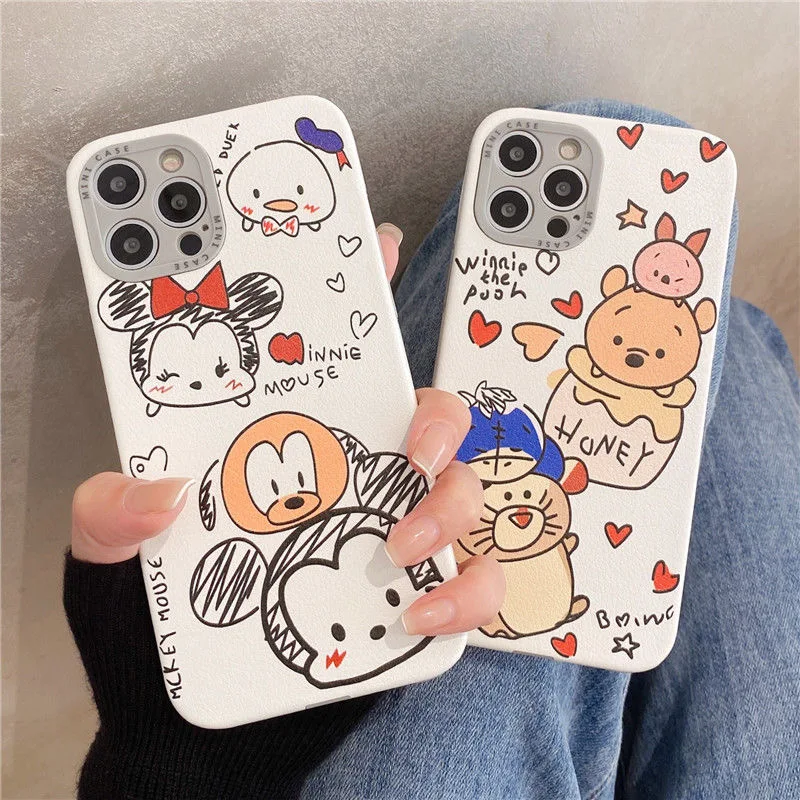 

Disney Mickey Minnie Mouse Phone Cases For iPhone 11 Pro Max 12 Mini XR XS MAX 8 X 7 2022 Couple Fashion Anti-drop Soft Cover
